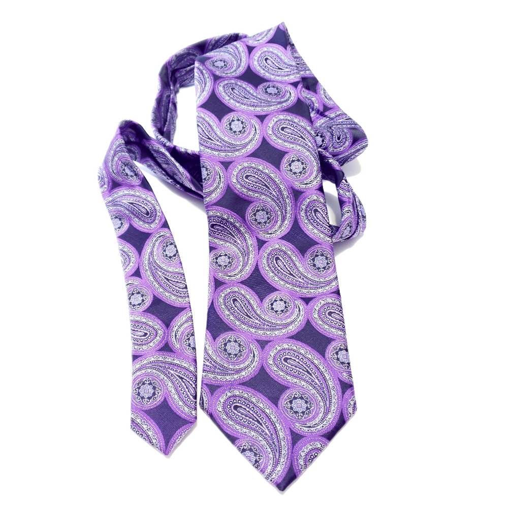 BRAND Q PURPLE PAISLEY 100% SILK